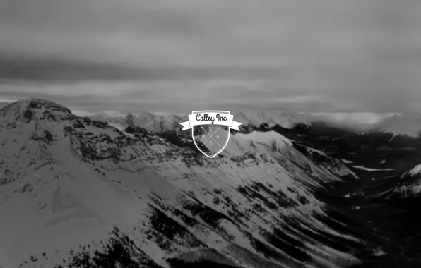 Logo, mountains, blur, black and white