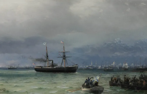 Картина, морской пейзаж, Иван Айвазовский, 1892, Корабль Помощи