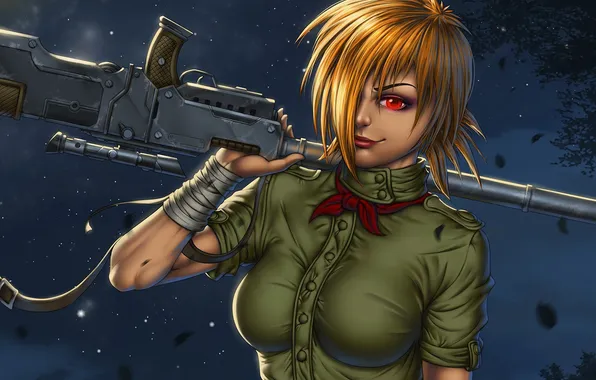 Грудь, девушка, ночь, аниме, вампир, Hellsing, Seras Victoria