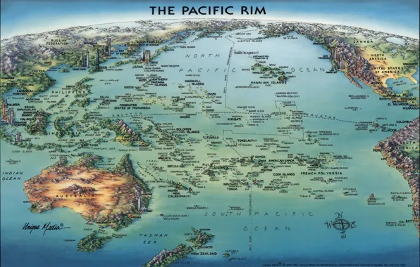 Картинка Карта, World map, The Pacific Rim, Тихоокеанский регион