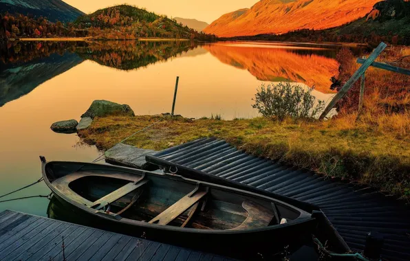 Картинка forest, landscape, nature, boat, marina