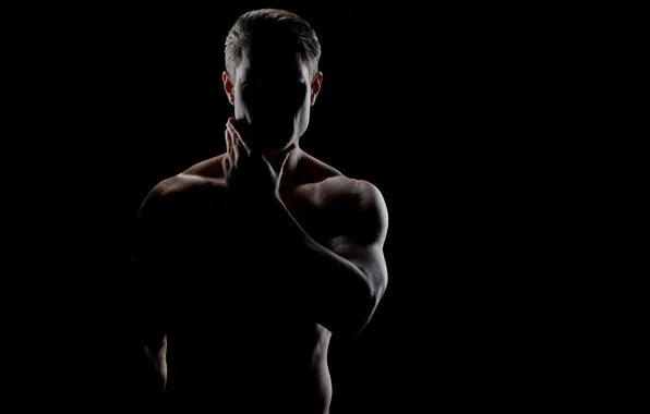 Dark, muscles, pose, shadows