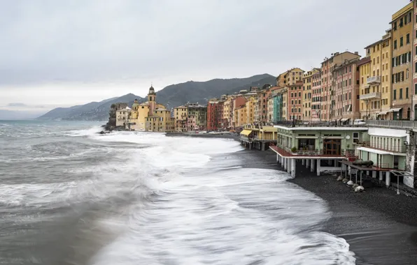 Картинка море, пляж, берег, Италия, Italy, travel, Camogli, Liguria