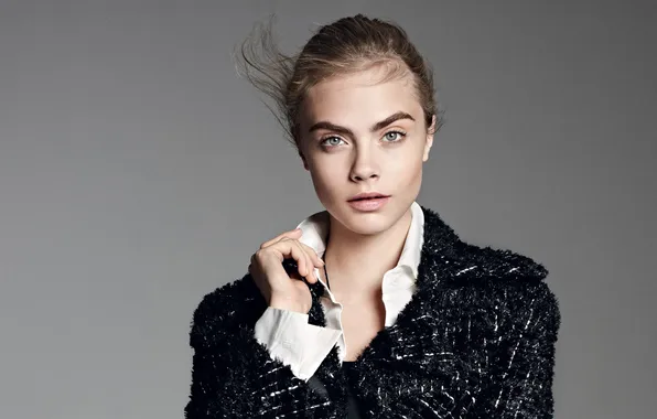 Взгляд, фон, портрет, актриса, красотка, Cara Delevingne, Кара Делевинь