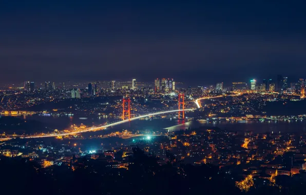 Night, turkey, istanbul, bosphorus bridge