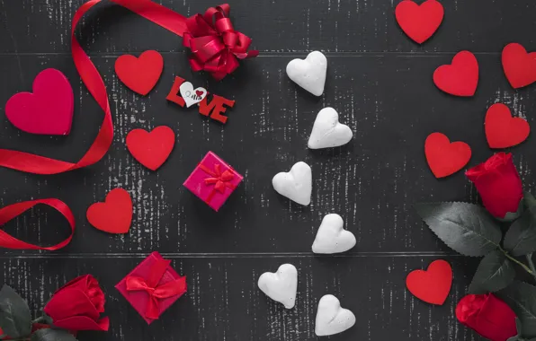Картинка любовь, подарок, сердце, сердечки, red, love, heart, wood