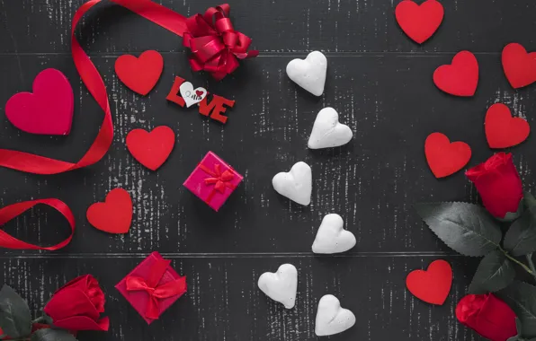 Любовь, подарок, сердце, сердечки, red, love, heart, wood
