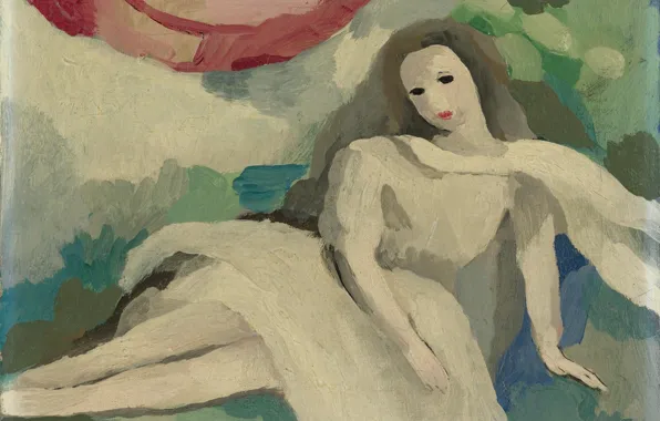 Картинка масло, Девушка, Модерн, Marie Laurencin, белый шарф, холст на панели