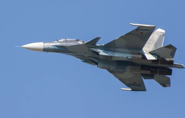 Картинка полет, истребитель, российский, многоцелевой, двухместный, Су-30СМ