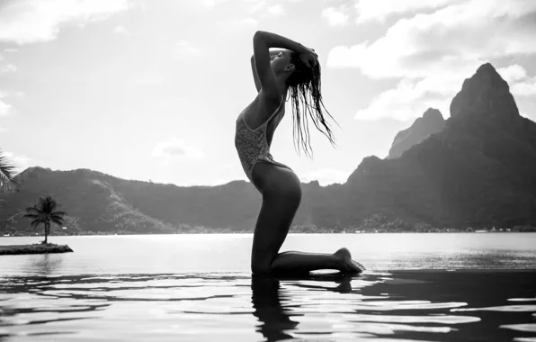 Купальник, попа, вода, девушка, мокрая, Alexis Ren