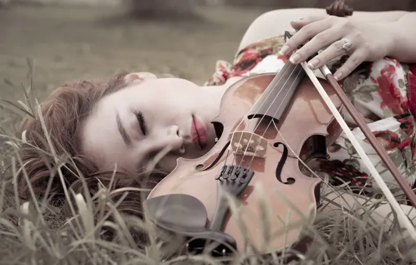 Картинка девушка, музыка, скрипка