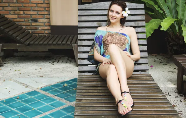 Model, Smile, Oliana, Deck Chair, Woman Outdoors