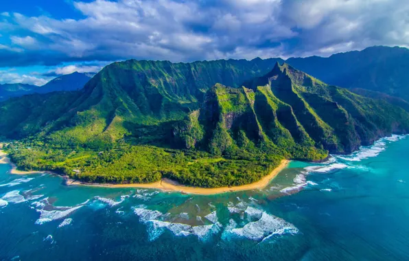 Природа, океан, остров, панорама, Гаваи