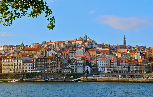 Река, здания, Португалия, набережная, Portugal, Vila Nova de Gaia, Porto, Порту