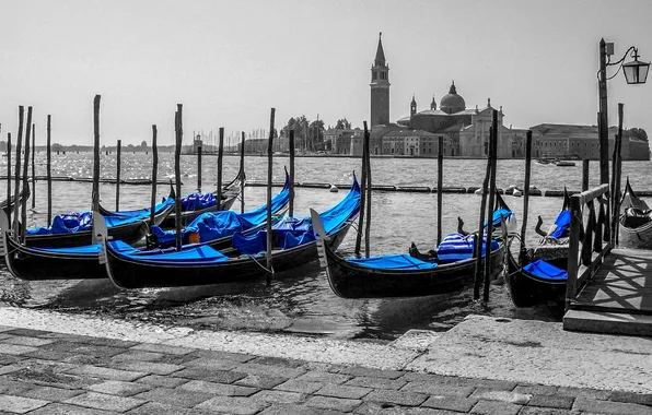 Картинка лодка, Италия, церковь, Венеция, собор, канал, гондола, Сан-Джорджо Маджоре