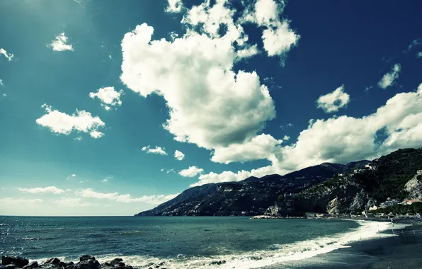 Картинка пляж, облака, берег, Море