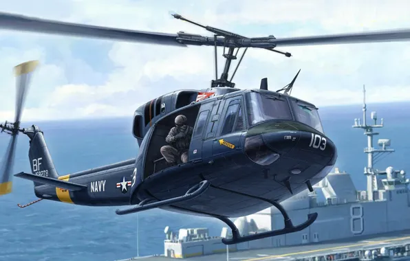 Картинка Twin Huey, многоцелевой вертолёт, двухдвигательный вариант, UH-1N