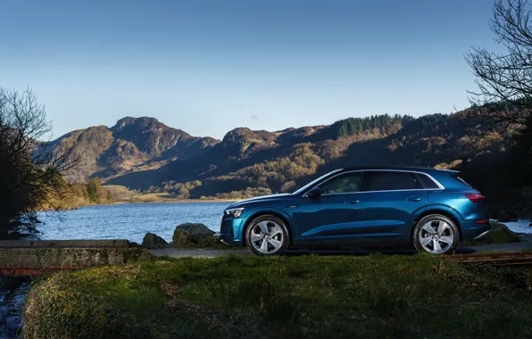 Картинка Audi, E-Tron, у водоёма, 2019, UK version