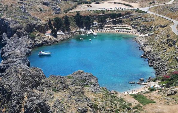 Вода, голубой, сердце, вид, Море, бухта, ярко, красочной