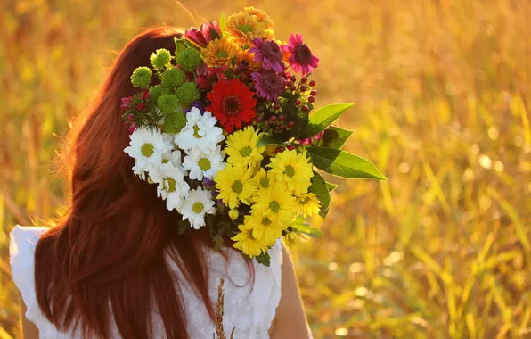 Картинка лето, девушка, цветы