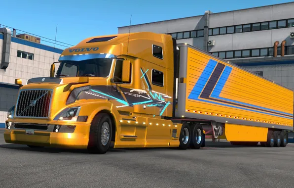 Желтый, игра, грузовик, Euro Truck Simulator 2, SCS Software