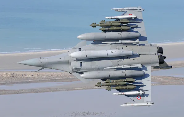 Картинка Истребитель, Dassault Rafale, ВВС Франции, Armée de l'Air, ПТБ, Корректируемая авиабомба, MBDA Meteor, MBDA MICA