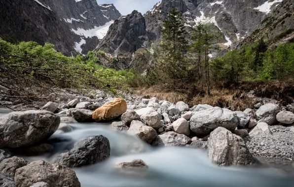 Горы, река, поток