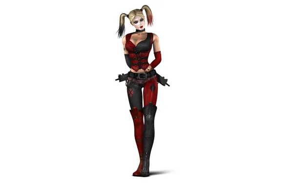 Девушка, оружие, костюм, персонаж, harley quinn, харли квин, Batman arkham city
