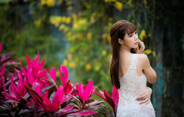 Девушка, поза, азиатка, милашка