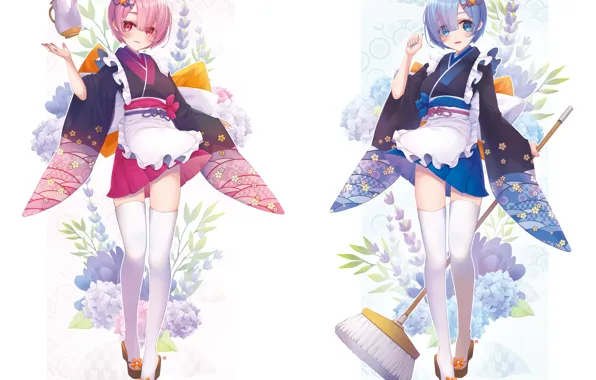 Девушки, С нуля, Рем, Рам, Re Zero Kara Hajimeru Isekai Seikatsu