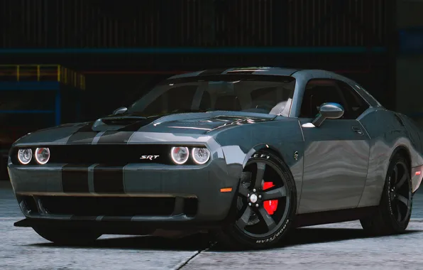 Серый, Dodge, Challenger, GTA 5, 2015