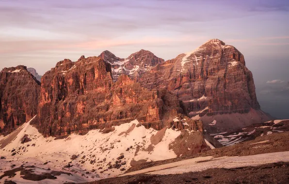 Rock, mountains, snow