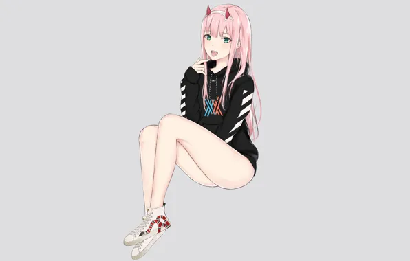 Девушка, стиль, спорт, кеды, аниме, арт, 002, Darling In The Frankxx