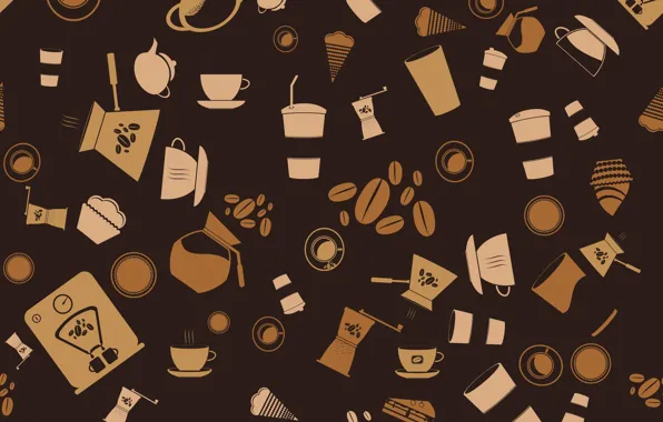 Картинка фон, vector, кофе, вектор, текстура, background, pattern, coffee