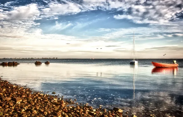 Море, пейзаж, лодки
