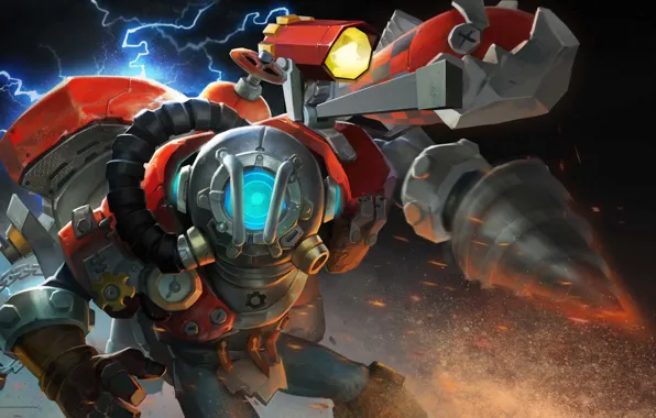 Game, art, Dota 2, clockwerk