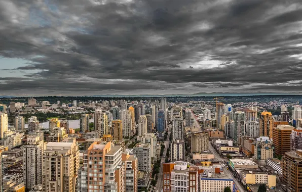Skyline, clouds, Vancouver