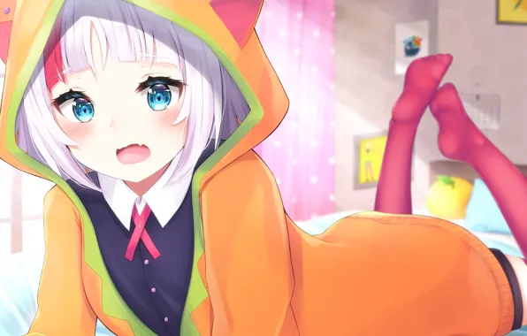 Взгляд, Девочка, Аниме, Nijisanji