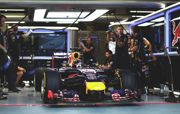 Гонщик, Formula 1, Red Bull, Vettel, Боксы, Чемпион, Sebastian, RB10