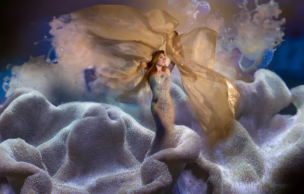 Картинка фантазия, русалка, арт, coral, Fleeting Moment, Coby Bruin