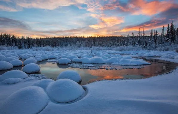 Зима, ручей, Канада, Юкон, McIntyre Creek