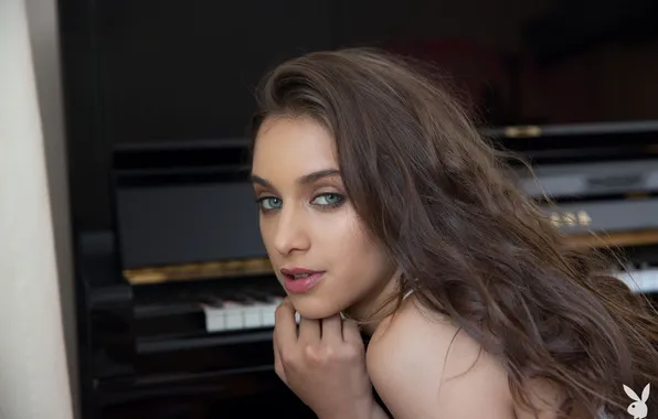 Playboy, Model, Piano, Close Up, Uma Jolie, Sensual Gaze