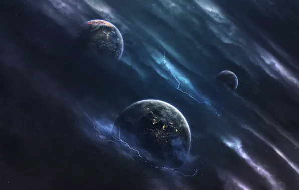 Звезды, Планета, Космос, Планеты, Шторм, Материя, Молнии, Planets