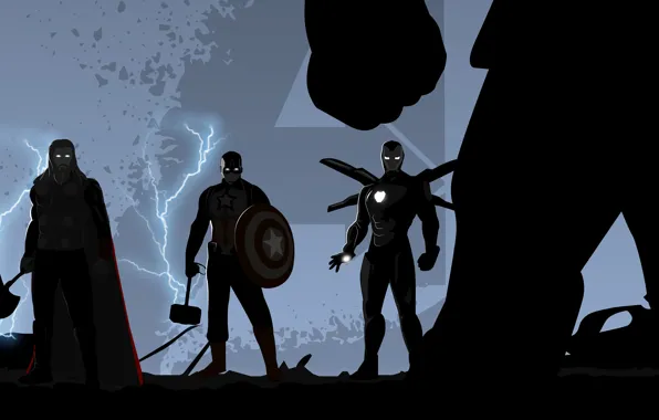 Картинка Iron Man, Captain America, Thor, Avengers, Trinity, Thanos, Avengers: Endgame