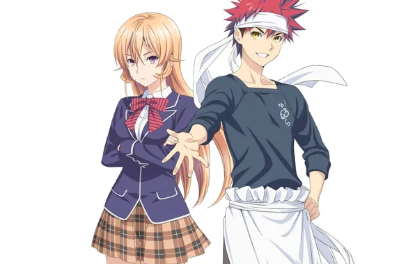 Девушка, арт, повар, парень, shokugeki no soma, Накири Эрина, Сома