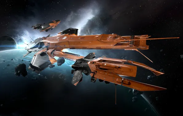 Космос, туманность, планета, астероиды, space, космический корабль, eve online, space ship