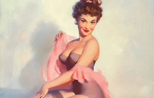 Девушка, улыбка, молодость, красота, взгляд., художественный, обаяние, Pin up