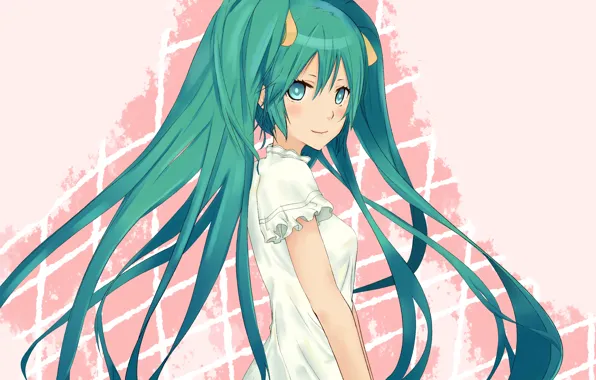 Девушка, улыбка, арт, vocaloid, hatsune miku, вокалоид