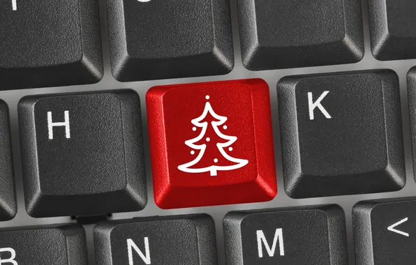 Картинка праздник, елка, Новый Год, кнопки, Рождество, клавиатура, красная, черные