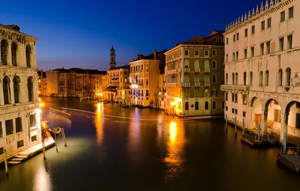Картинка море, небо, огни, Италия, Венеция, канал, Venice
